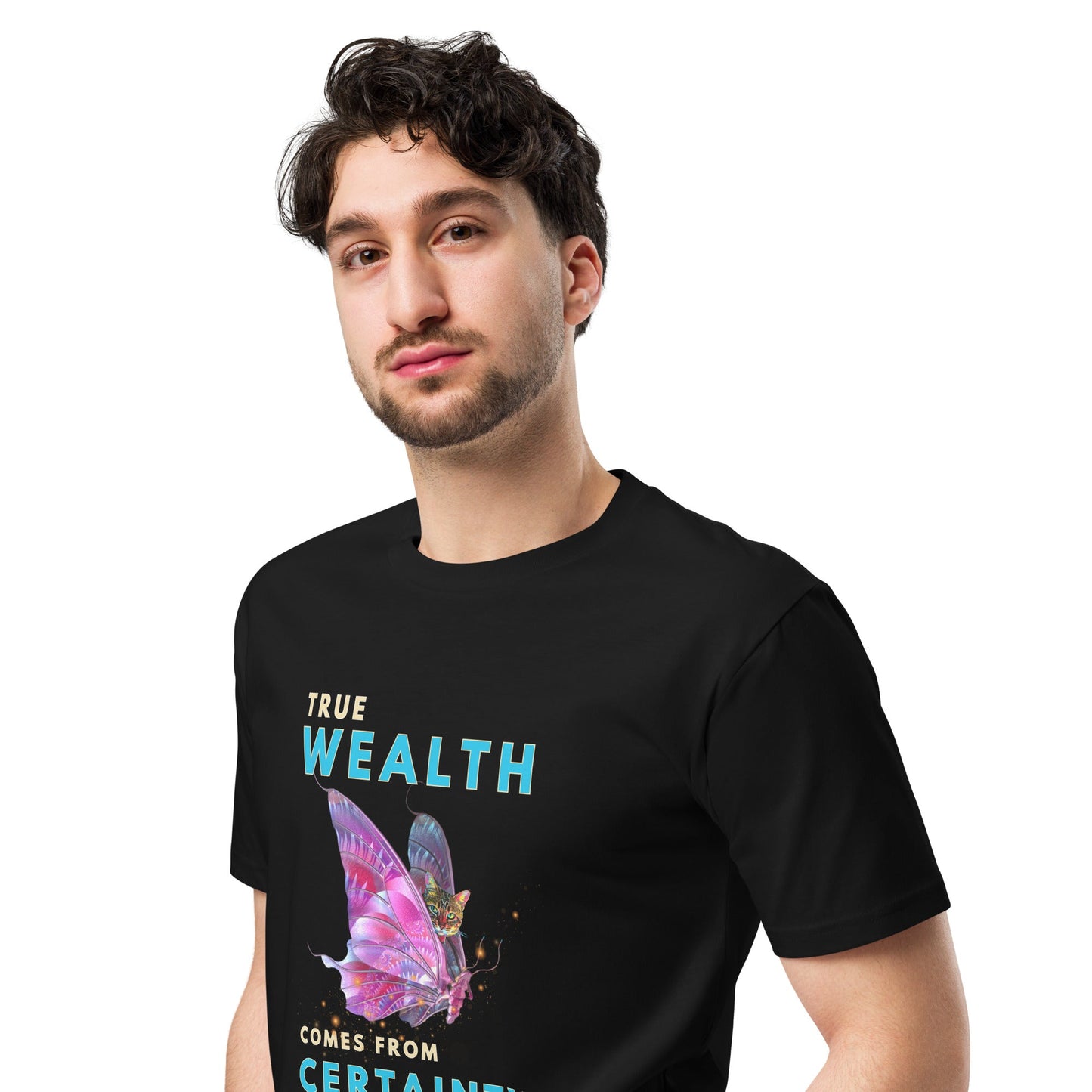 True Wealth Comes From Certainty Unisex Premium Tee - My Social Cat Bonafide Boutique LLCTrue Wealth Comes From Certainty Unisex Premium TeeT-shirtMy Social Cat Bonafide Boutique LLCScertaintypremium