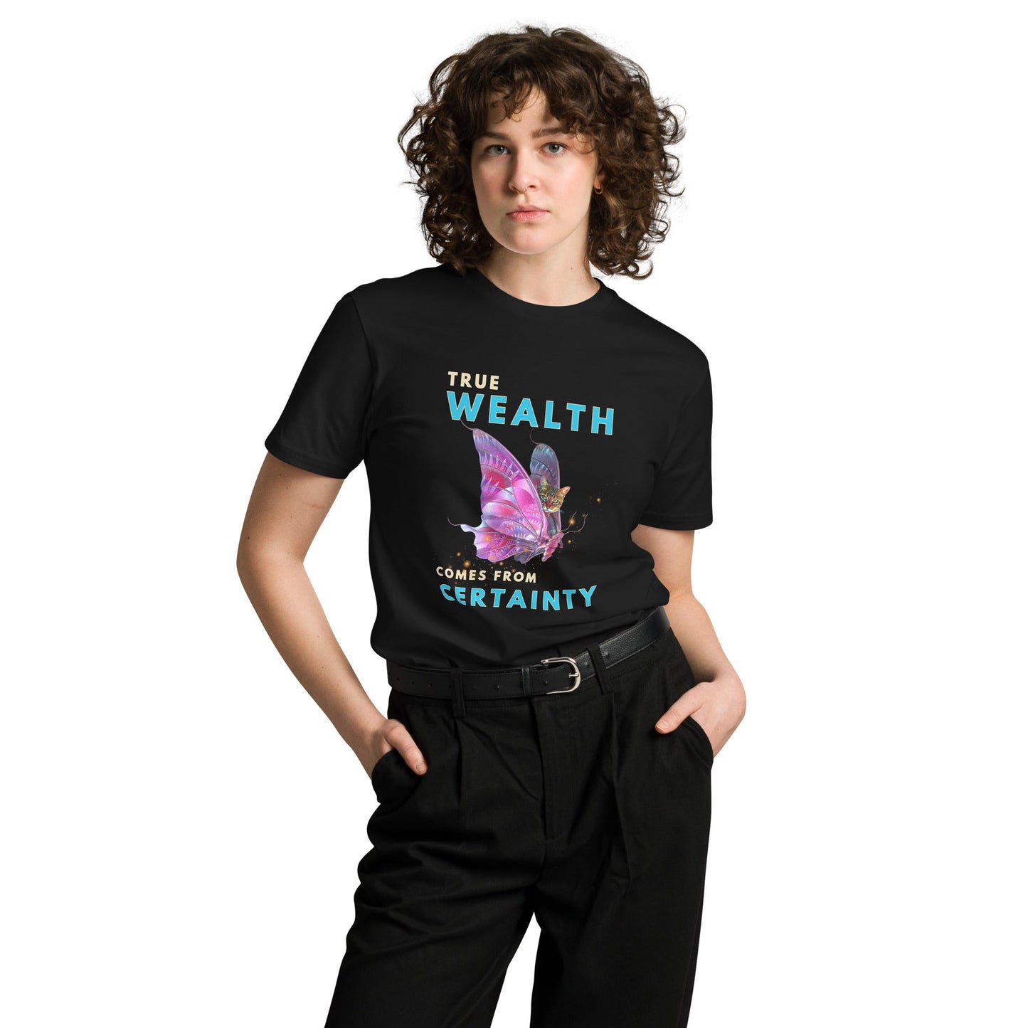 True Wealth Comes From Certainty Unisex Premium Tee - My Social Cat Bonafide Boutique LLCTrue Wealth Comes From Certainty Unisex Premium TeeT-shirtMy Social Cat Bonafide Boutique LLCScertaintypremium