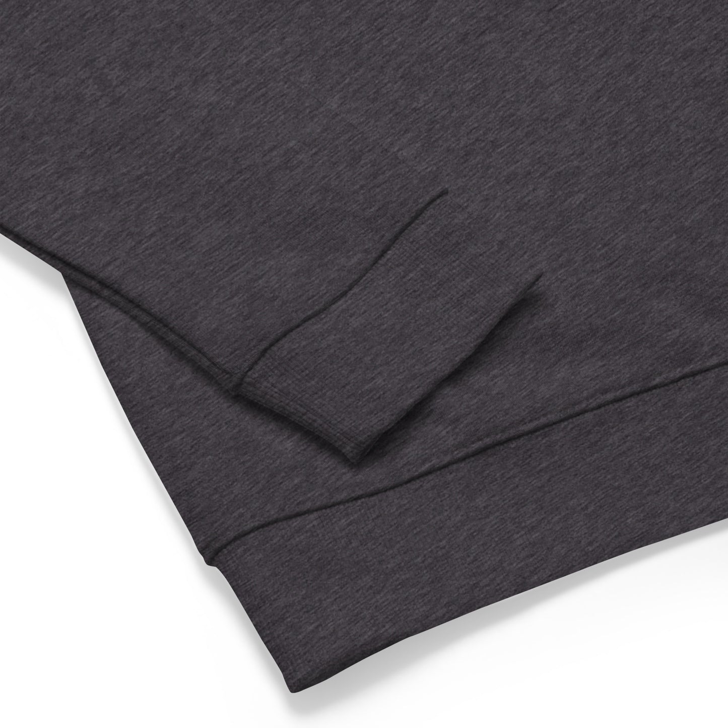 charcoal melange sweatshirt close up sleeve cuff