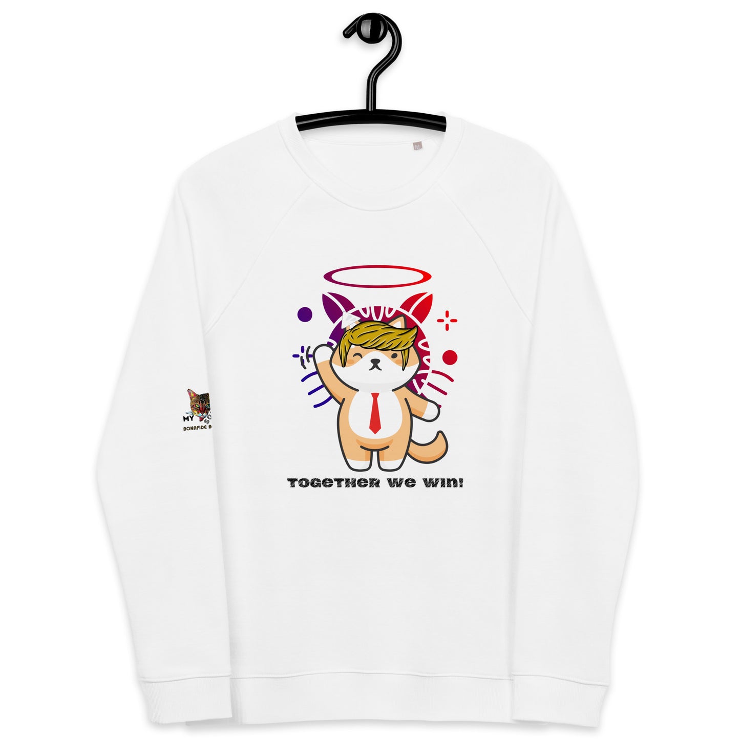 unisex-organic-raglan-sweatshirt-white-front-66a17e99a3bf2 trump top dog together we win