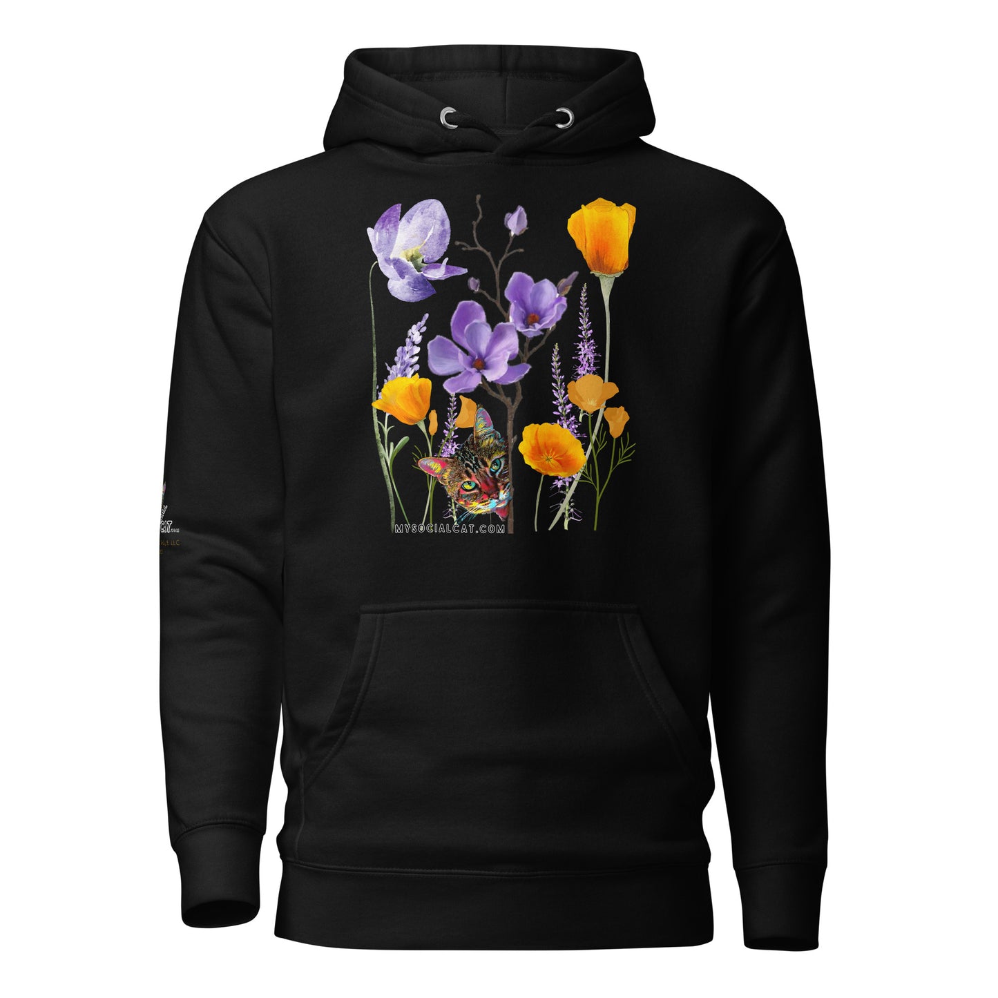 Poppies and Felines Hoodie