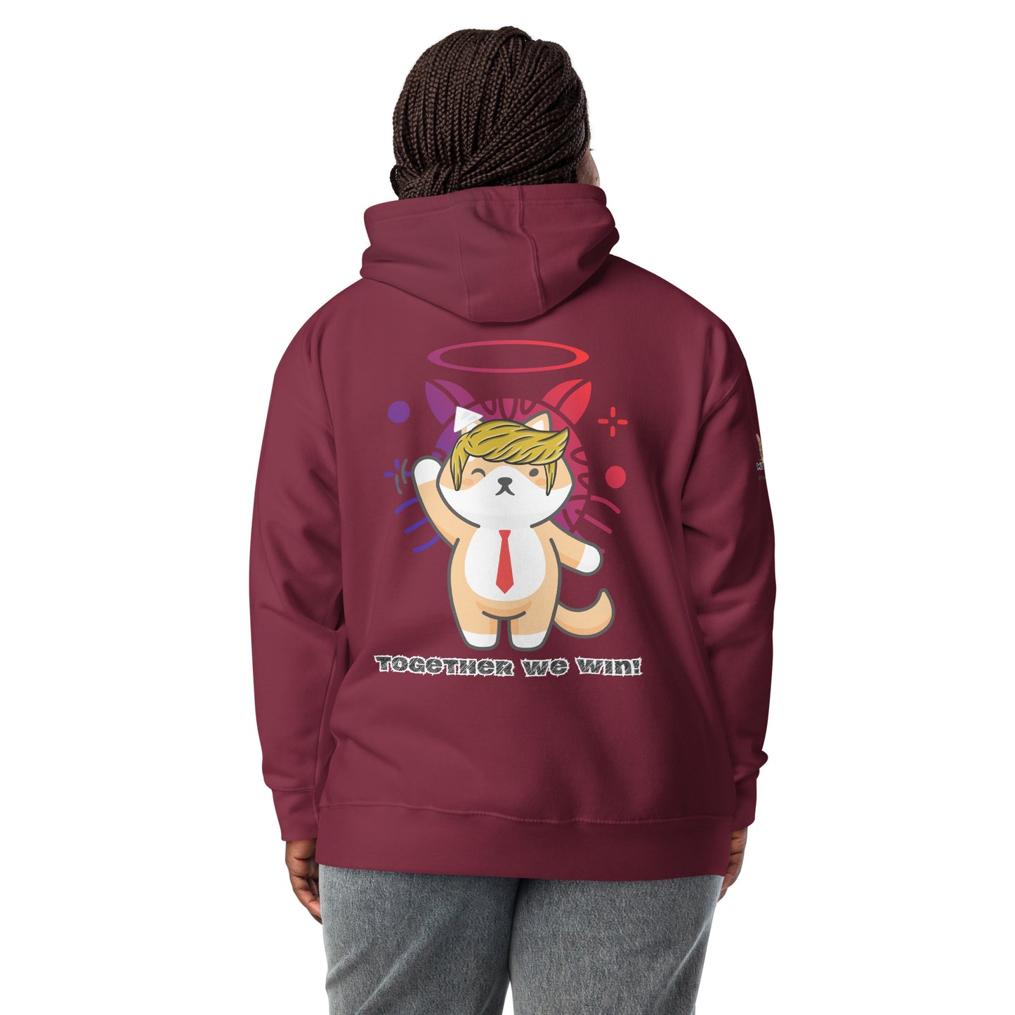 unisex-premium-hoodie-maroon-back-66a15bcd9f50f trump together we win
