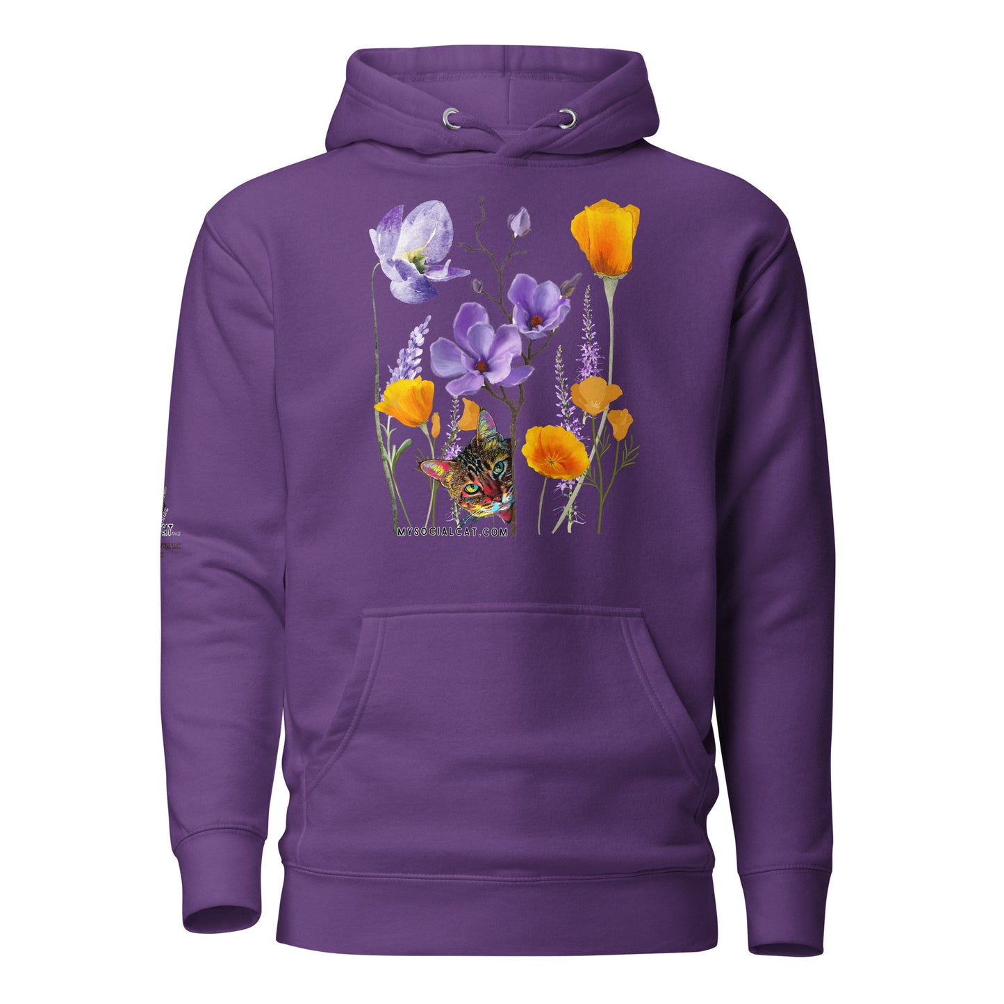 Poppies and Felines Hoodie