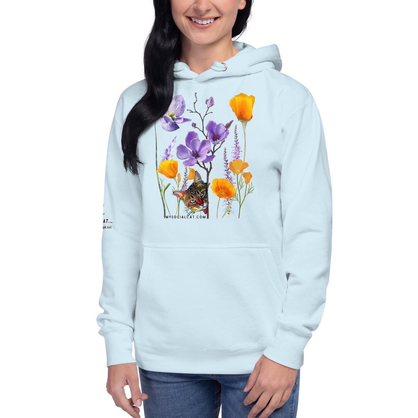 Poppies and Felines Hoodie