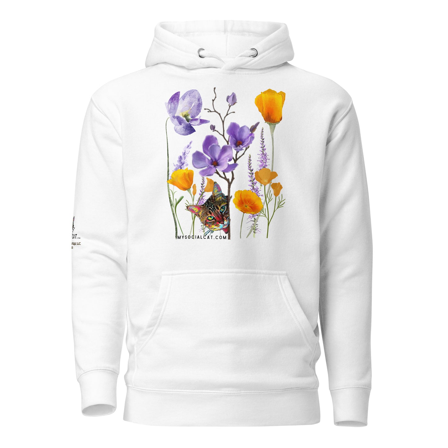 Poppies and Felines Hoodie