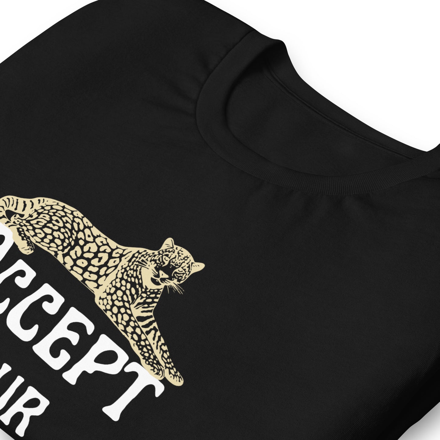close up collar black tshirt on white background