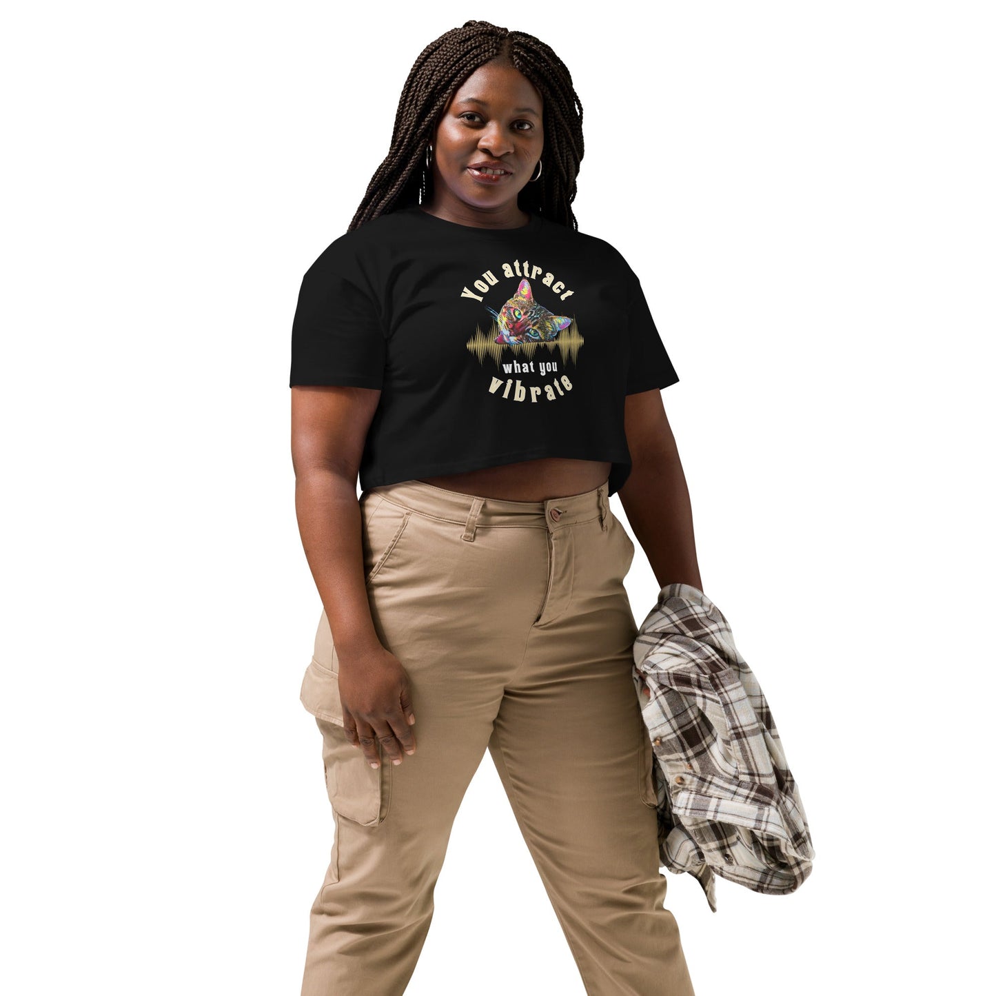 You Attract What You Vibrate Women’s Crop Top - My Social Cat Bonafide Boutique LLCYou Attract What You Vibrate Women’s Crop Topcrop topMy Social Cat Bonafide Boutique LLCBlackXSattractcat