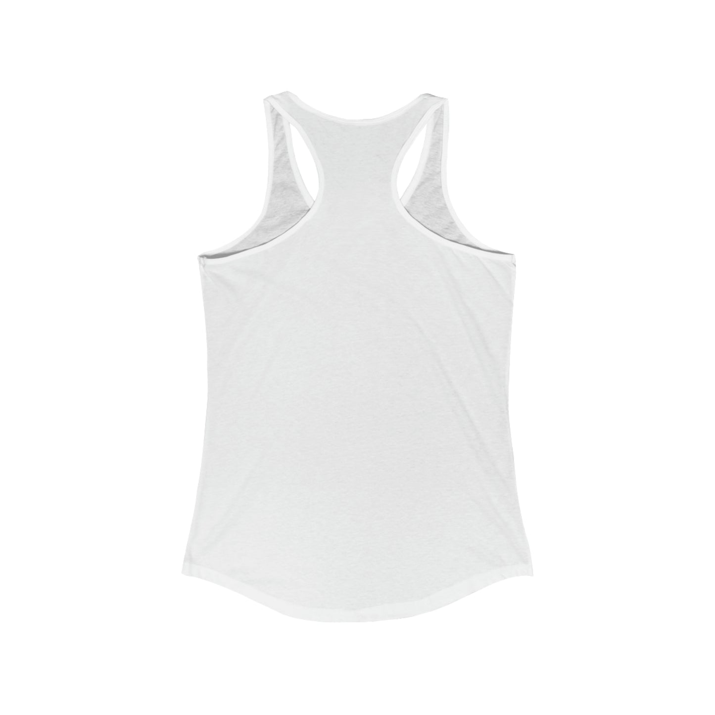 womens white racerback tank top back view, cat design, mysocialcat.com