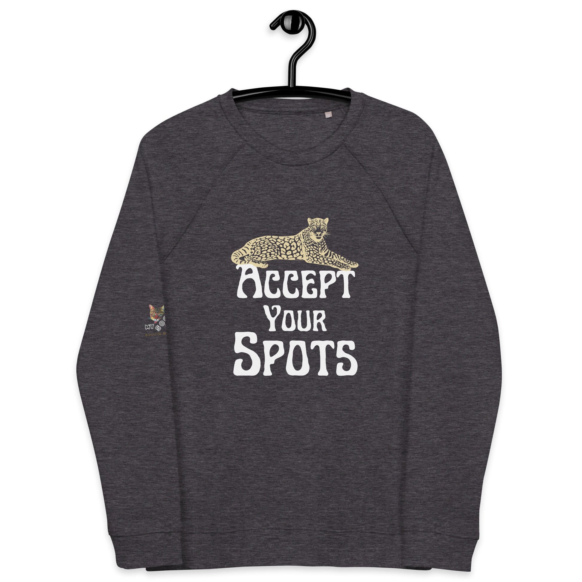Accept Your Spots Plush Organic sweatshirt - My Social Cat Bonafide Boutique LLCAccept Your Spots Plush Organic sweatshirtSweatshirtMy Social Cat Bonafide Boutique LLCCharcoal MelangeXSacceptspots
