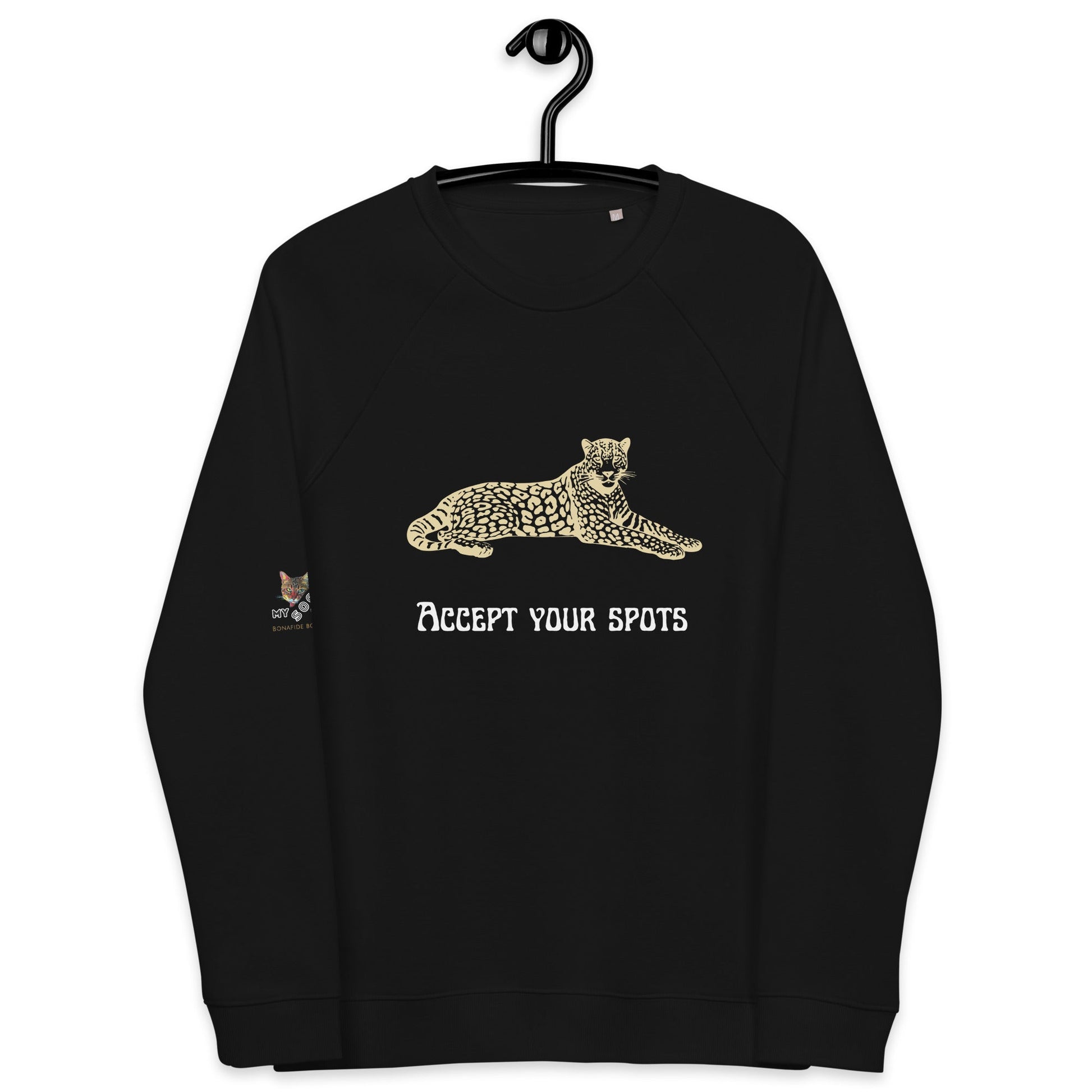 Accept Your Spots Plush Organic Sweatshirt - My Social Cat Bonafide Boutique LLCAccept Your Spots Plush Organic SweatshirtSweatshirtMy Social Cat Bonafide Boutique LLCBlackXSacceptspots