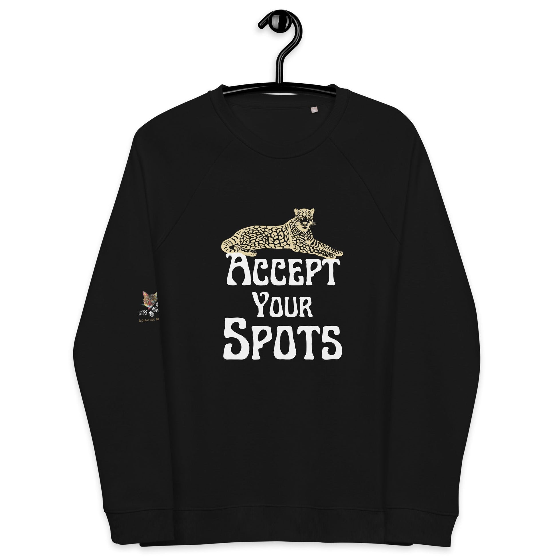 Accept Your Spots Plush Organic sweatshirt - My Social Cat Bonafide Boutique LLCAccept Your Spots Plush Organic sweatshirtSweatshirtMy Social Cat Bonafide Boutique LLCBlackXSacceptspots