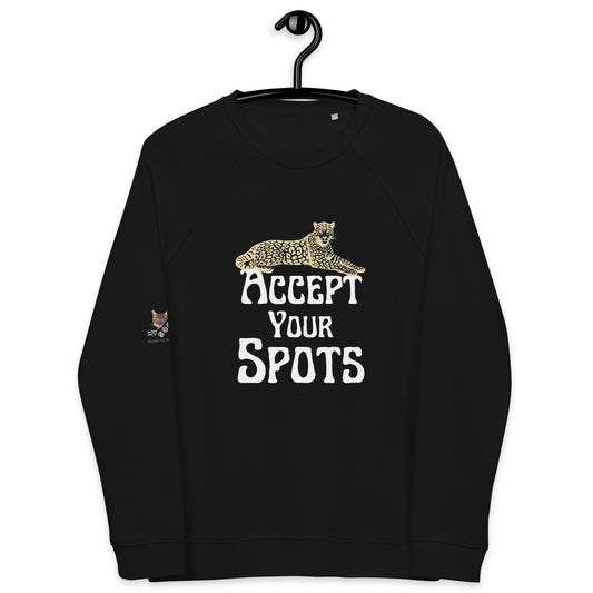 Accept Your Spots Plush Organic sweatshirt - My Social Cat Bonafide Boutique LLCAccept Your Spots Plush Organic sweatshirtSweatshirtMy Social Cat Bonafide Boutique LLCBlackXSacceptspots