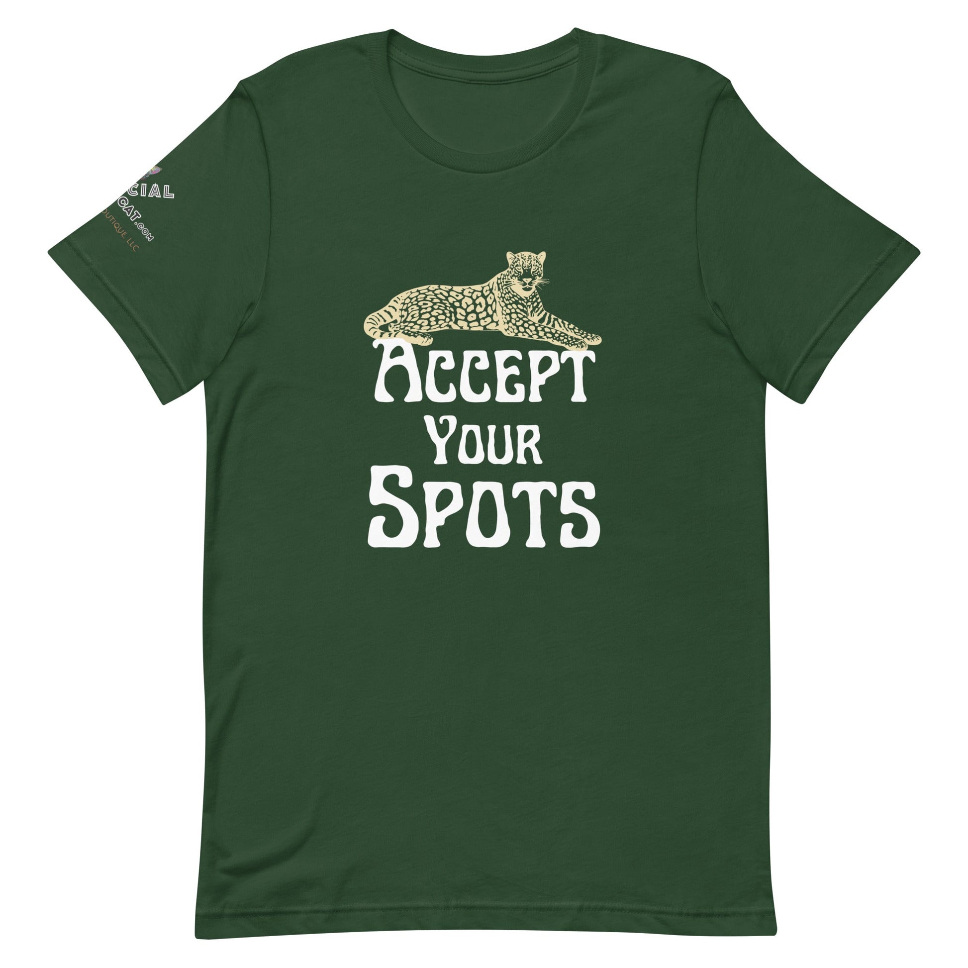 Accept Your Spots Unisex Tee - My Social Cat Bonafide Boutique LLCAccept Your Spots Unisex TeeT - shirtMy Social Cat Bonafide Boutique LLCForestSacceptshirt