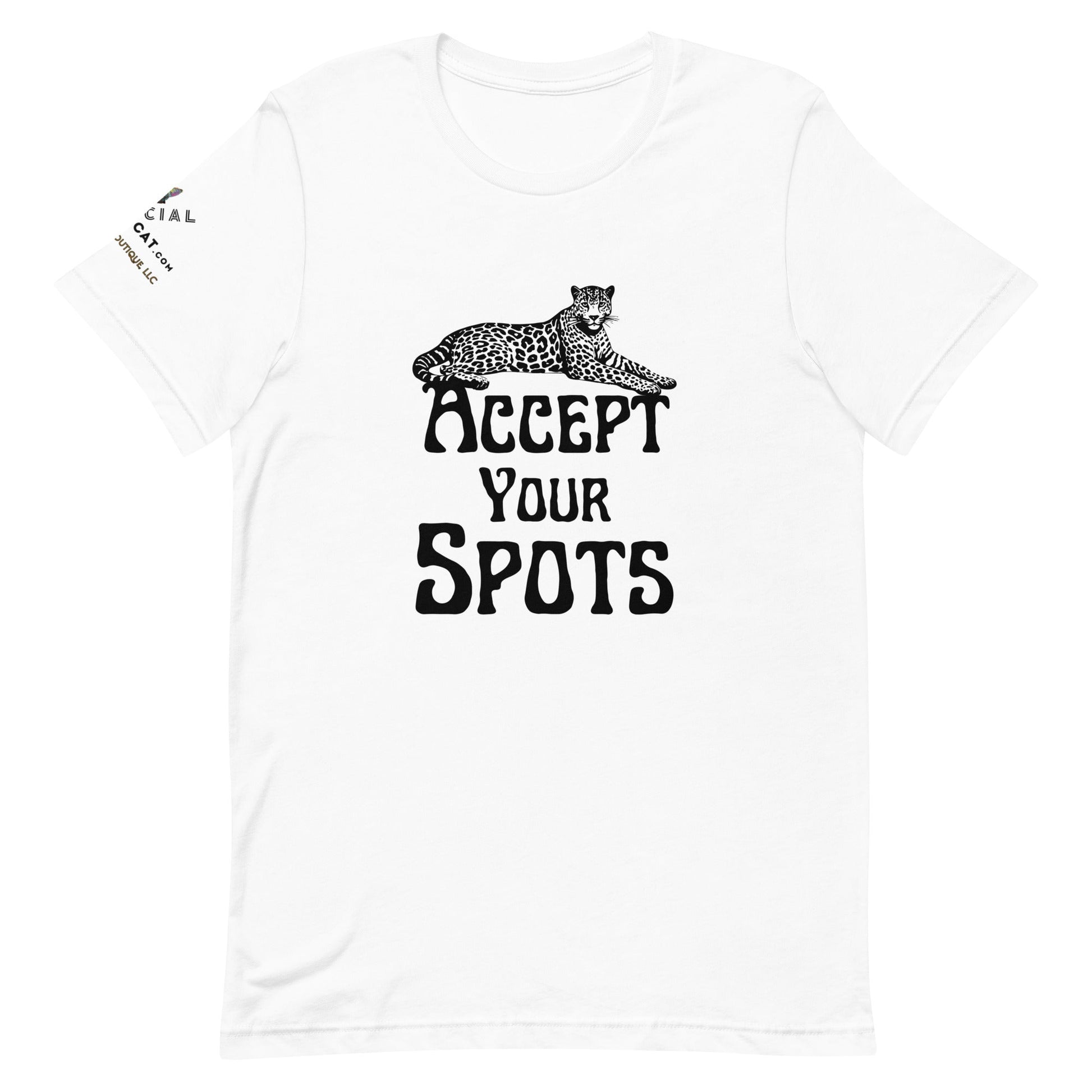 Accept Your Spots Unisex Tee - My Social Cat Bonafide Boutique LLCAccept Your Spots Unisex TeeT - shirtMy Social Cat Bonafide Boutique LLCWhiteXSacceptshirt