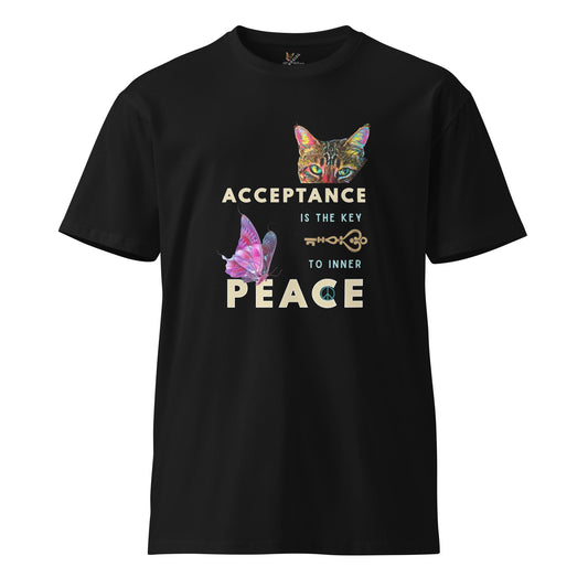 Acceptance is the Key to Inner Peace Unisex Premium Tee - My Social Cat Bonafide Boutique LLCAcceptance is the Key to Inner Peace Unisex Premium TeeT-shirtMy Social Cat Bonafide Boutique LLCBlackMacceptancekey