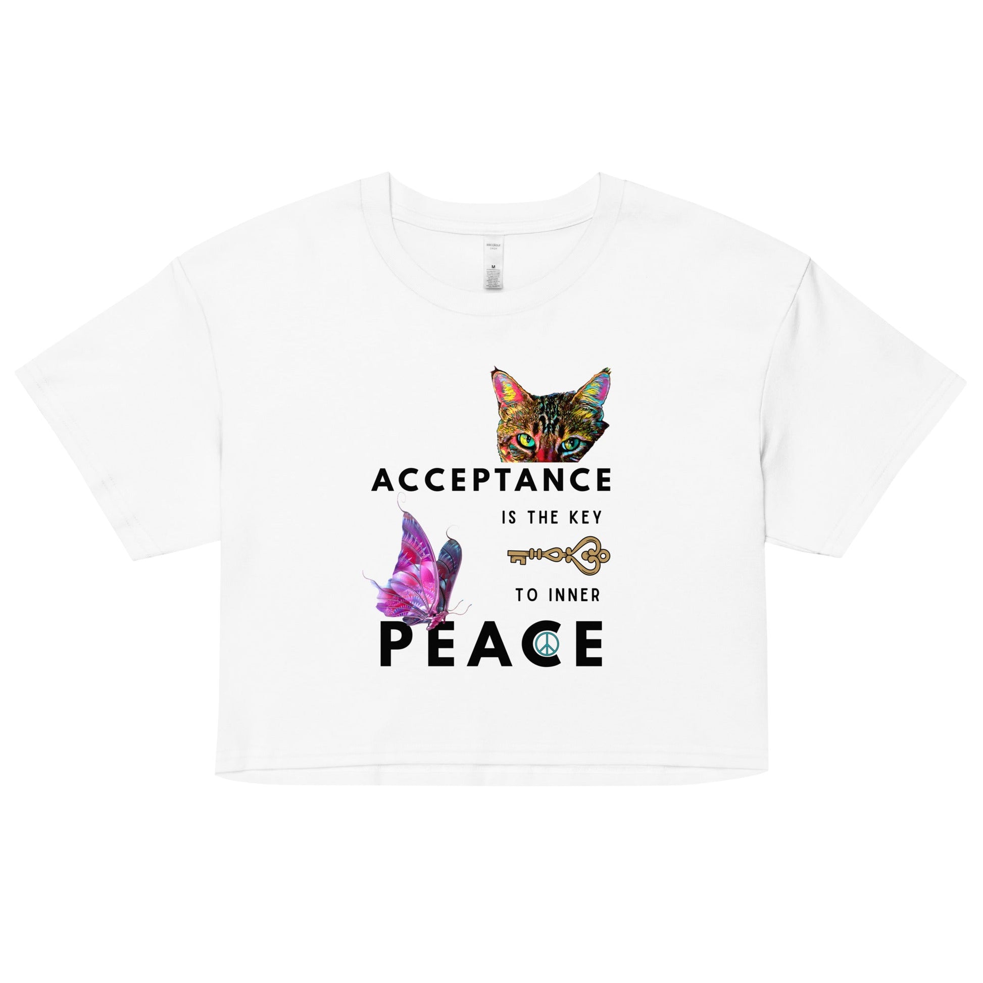 Acceptance is the Key to Inner Peace Women’s Crop Top - My Social Cat Bonafide Boutique LLCAcceptance is the Key to Inner Peace Women’s Crop TopT-shirtMy Social Cat Bonafide Boutique LLCWhiteXSacceptancecrop