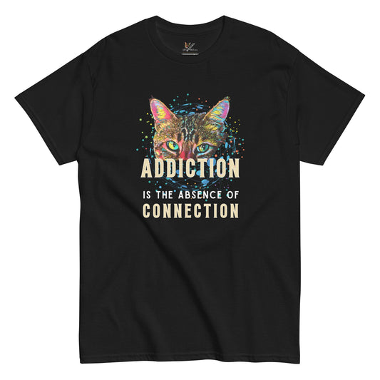 Addiction Is The Absence of Connection Unisex Classic Tee - My Social Cat Bonafide Boutique LLCAddiction Is The Absence of Connection Unisex Classic TeeT-shirtMy Social Cat Bonafide Boutique LLCBlackSaddictioncat