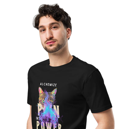 Alchemize Pain Into Power Unisex Premium Tee - My Social Cat Bonafide Boutique LLCAlchemize Pain Into Power Unisex Premium TeeT-shirtMy Social Cat Bonafide Boutique LLCBlackMalchemizepain