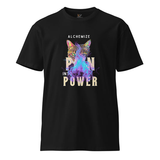 Alchemize Pain Into Power Unisex Premium Tee - My Social Cat Bonafide Boutique LLCAlchemize Pain Into Power Unisex Premium TeeT-shirtMy Social Cat Bonafide Boutique LLCBlackMalchemizepain