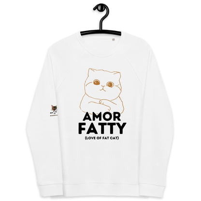 Amor Fatty Unisex Organic Plush Sweatshirt - My Social Cat Bonafide Boutique LLCAmor Fatty Unisex Organic Plush SweatshirtSweatshirtMy Social Cat Bonafide Boutique LLCWhiteXSamorcat