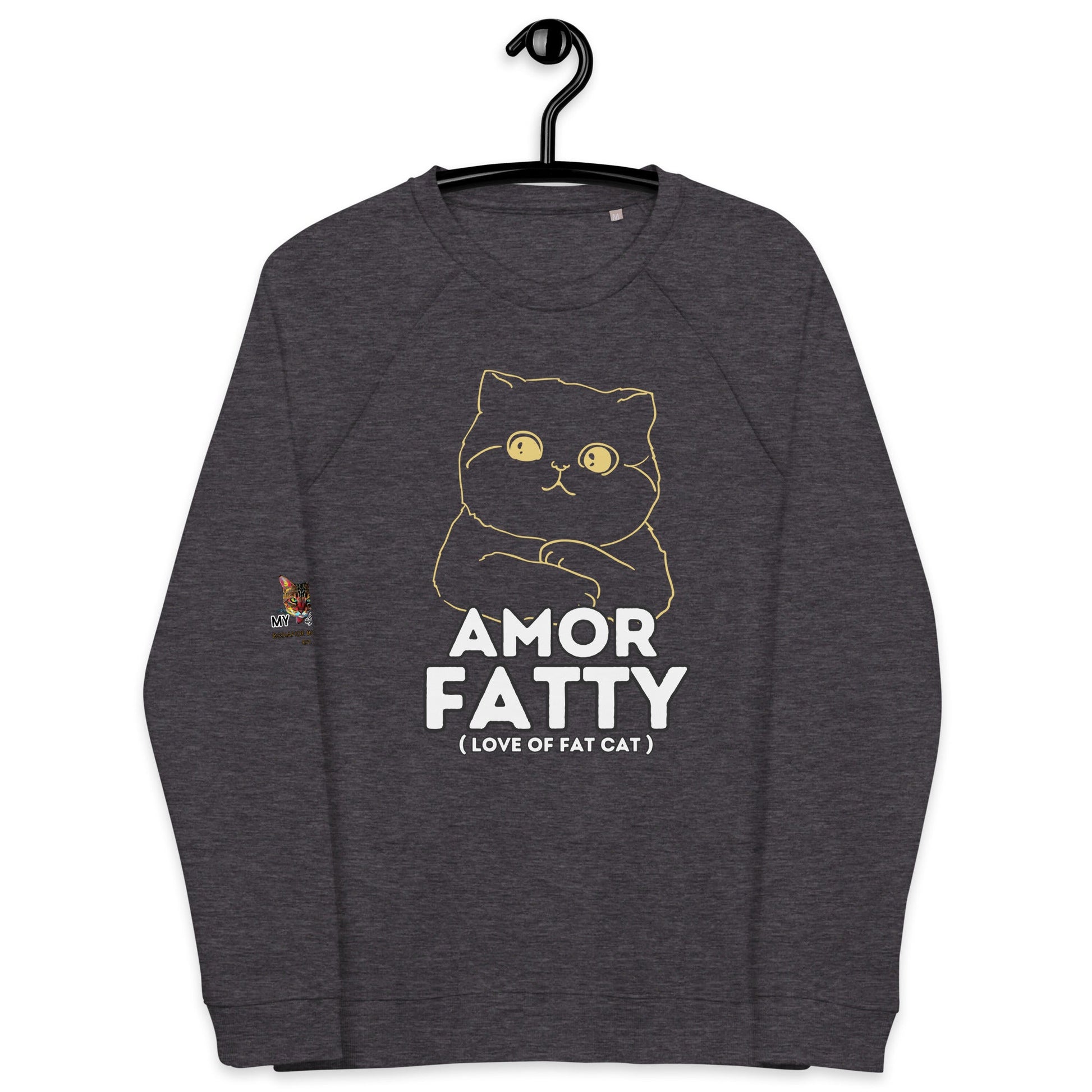 Amor Fatty Unisex Organic Plush Sweatshirt - My Social Cat Bonafide Boutique LLCAmor Fatty Unisex Organic Plush SweatshirtSweatshirtMy Social Cat Bonafide Boutique LLCCharcoal MelangeXSamorcat
