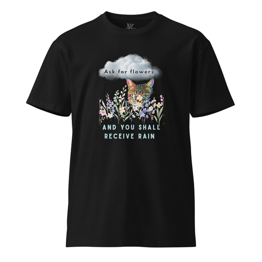 Ask For Flowers Unisex Premium Tee - My Social Cat Bonafide Boutique LLCAsk For Flowers Unisex Premium TeeT-shirtMy Social Cat Bonafide Boutique LLCBlackMaskflowers
