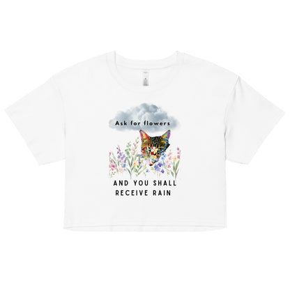 Ask For Flowers Women’s Crop Top - My Social Cat Bonafide Boutique LLCAsk For Flowers Women’s Crop Topcrop topMy Social Cat Bonafide Boutique LLCWhiteXSaskcrop