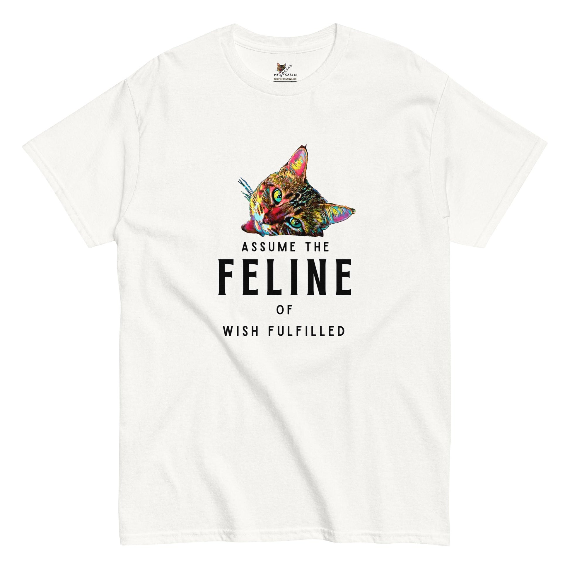 Assume the Feline of Wish Fulfilled Unisex Classic Tee - My Social Cat Bonafide Boutique LLCAssume the Feline of Wish Fulfilled Unisex Classic TeeT-shirtMy Social Cat Bonafide Boutique LLCWhiteScatshirt