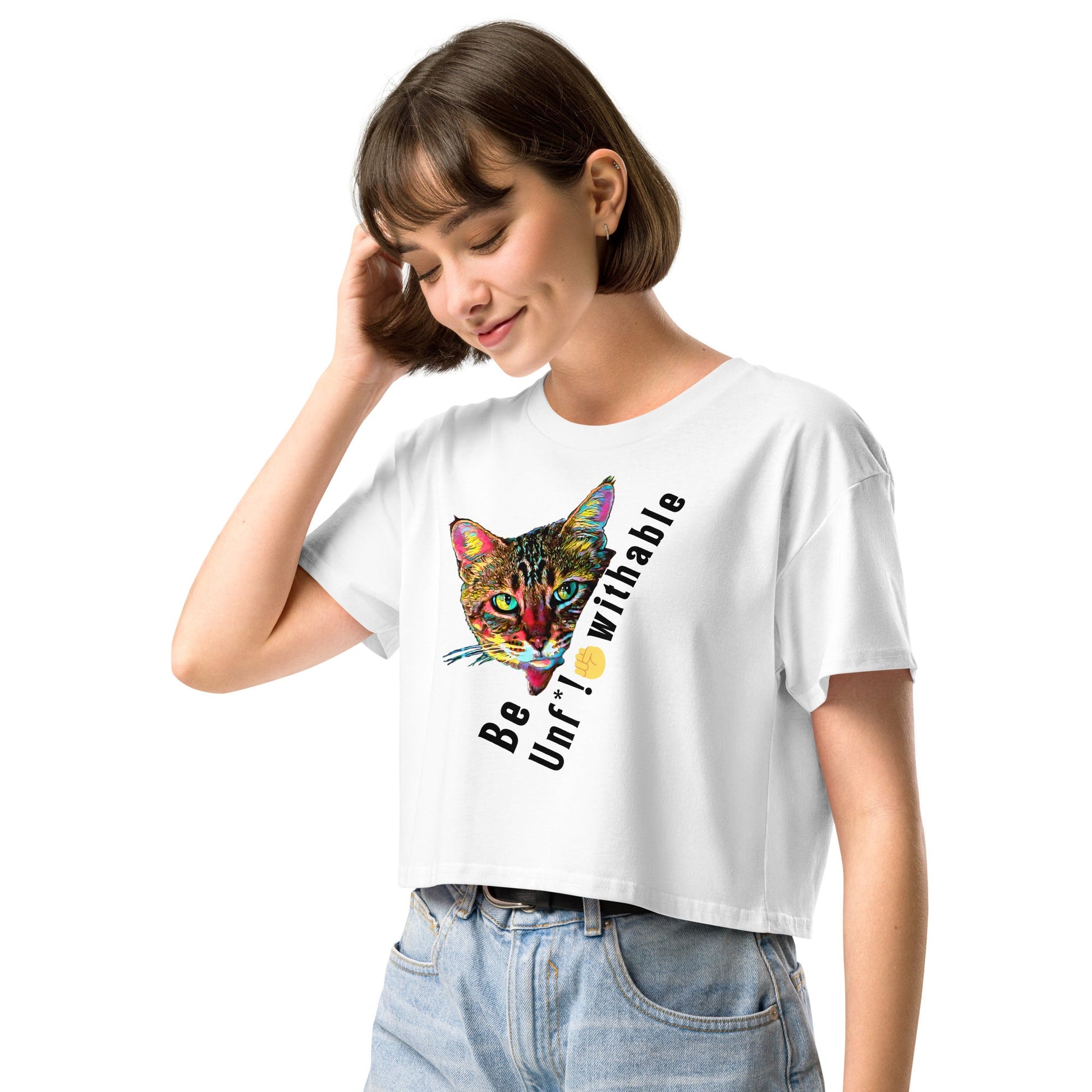 Be Unf@!*withable Women’s Crop Top - My Social Cat Bonafide Boutique LLCBe Unf@!*withable Women’s Crop Topcrop topMy Social Cat Bonafide Boutique LLCWhiteXSbecat