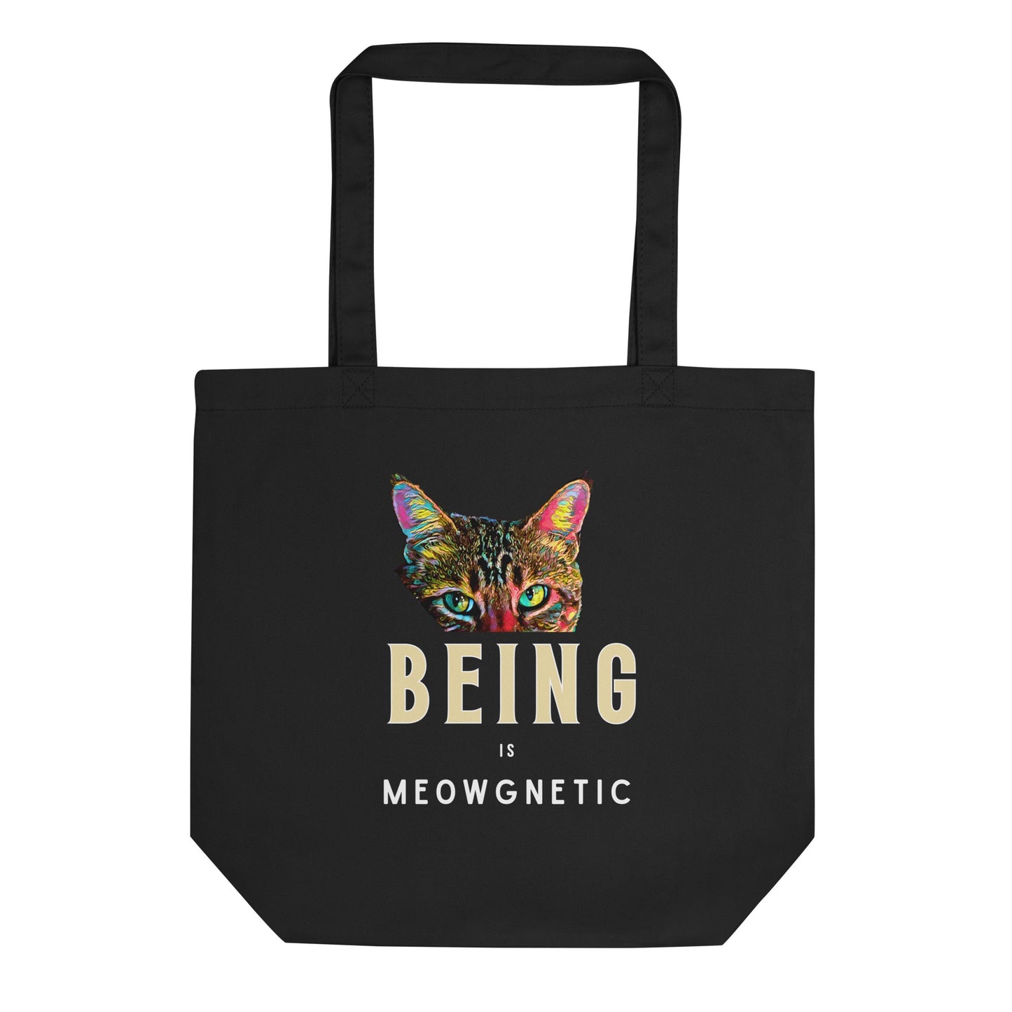 Being is Meowgnetic Eco Organic Cotton Tote Bag - My Social Cat Bonafide Boutique LLC 