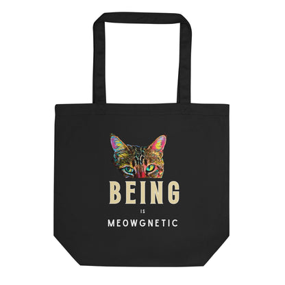 Being is Meowgnetic Eco Organic Cotton Tote Bag - My Social Cat Bonafide Boutique LLC 