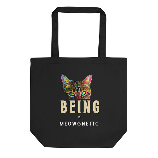 Being is Meowgnetic Eco Organic Cotton Tote Bag - My Social Cat Bonafide Boutique LLC 