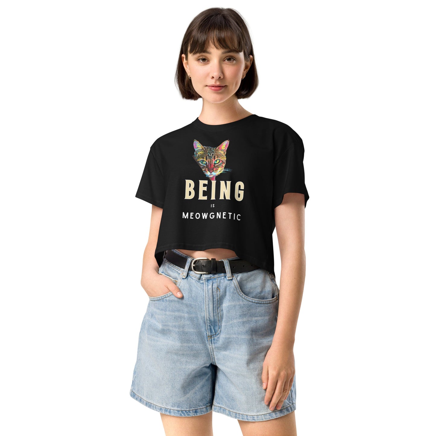 Being is Meowgnetic Women’s Crop Top - My Social Cat Bonafide Boutique LLCBeing is Meowgnetic Women’s Crop Topcrop topMy Social Cat Bonafide Boutique LLCBlackXSbeingcat