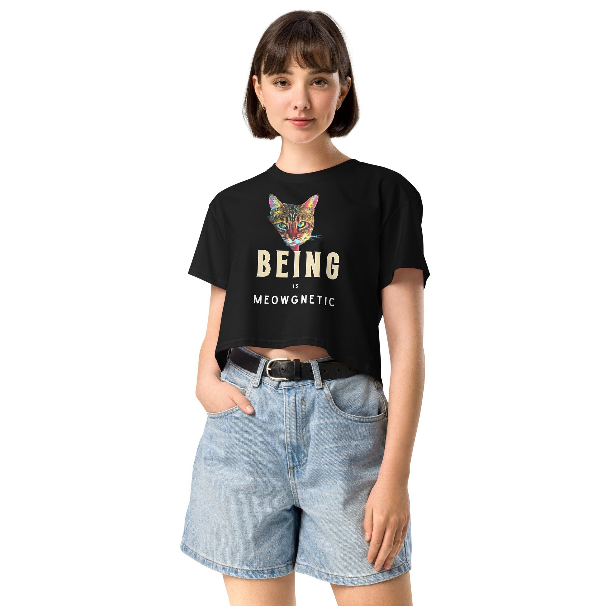 Being is Meowgnetic Women’s Crop Top - My Social Cat Bonafide Boutique LLCBeing is Meowgnetic Women’s Crop Topcrop topMy Social Cat Bonafide Boutique LLCBlackXSbeingcat