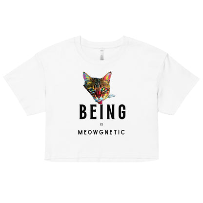 Being is Meowgnetic Women’s Crop Top - My Social Cat Bonafide Boutique LLCBeing is Meowgnetic Women’s Crop Topcrop topMy Social Cat Bonafide Boutique LLCWhiteXSbeingcat