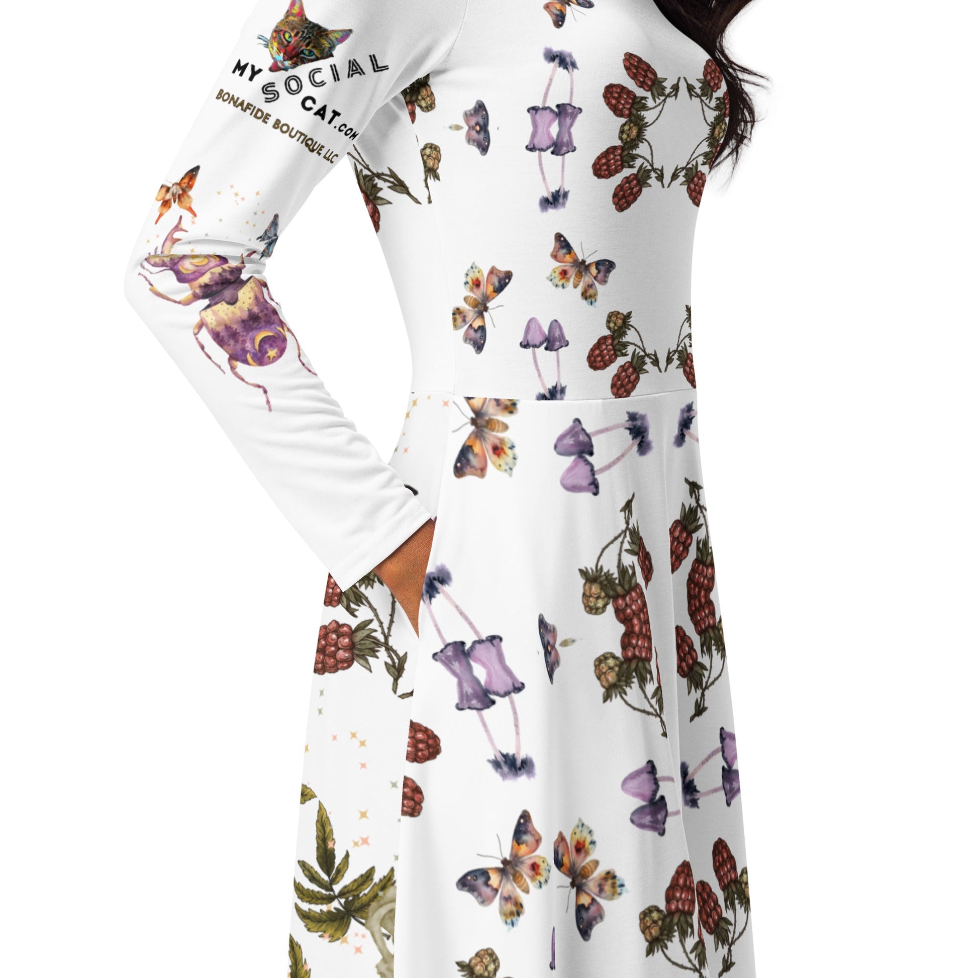 Berries All-Over Print Long Sleeve midi Dress - My Social Cat Bonafide Boutique LLC My Social Cat Bonafide Boutique LLC Berries All-Over Print Long Sleeve midi Dress - My Social Cat Bonafide Boutique LLC My Social Cat Bonafide Boutique LLC