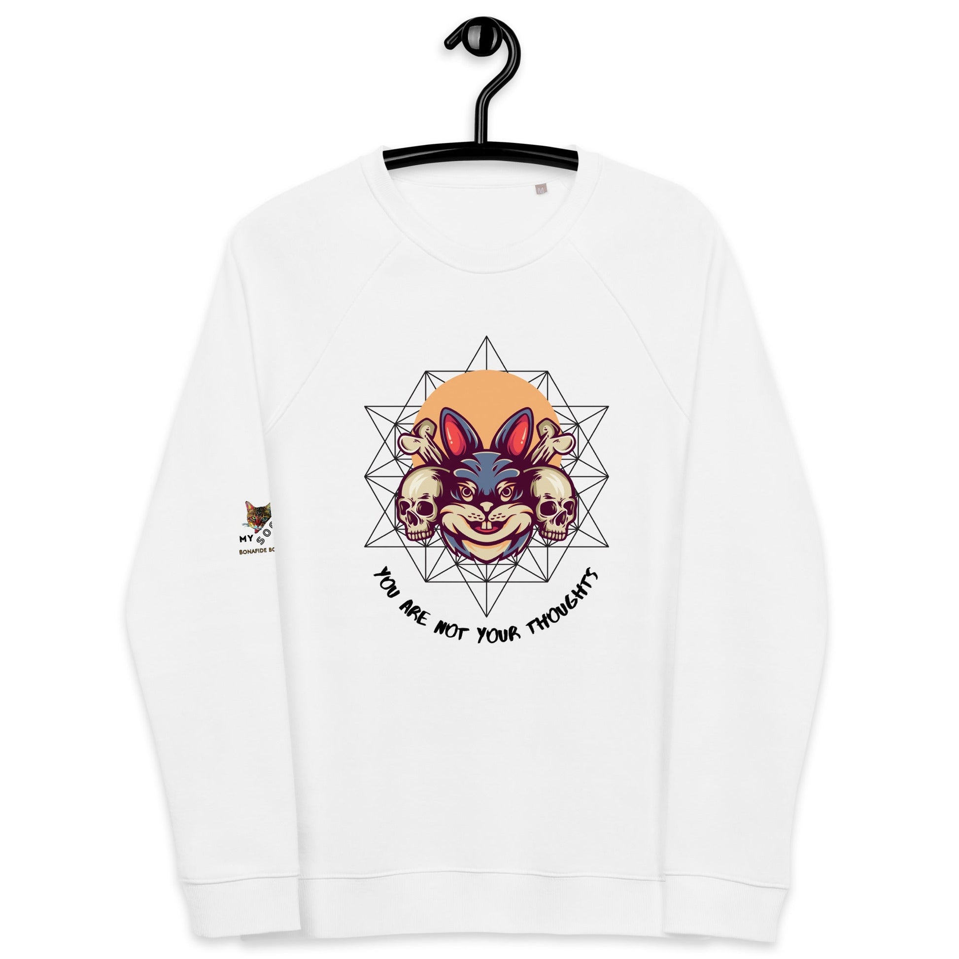 Bunny Thoughts Plush Organic Sweatshirt - My Social Cat Bonafide Boutique LLCBunny Thoughts Plush Organic SweatshirtSweatshirtMy Social Cat Bonafide Boutique LLCWhiteXSbunnyplush