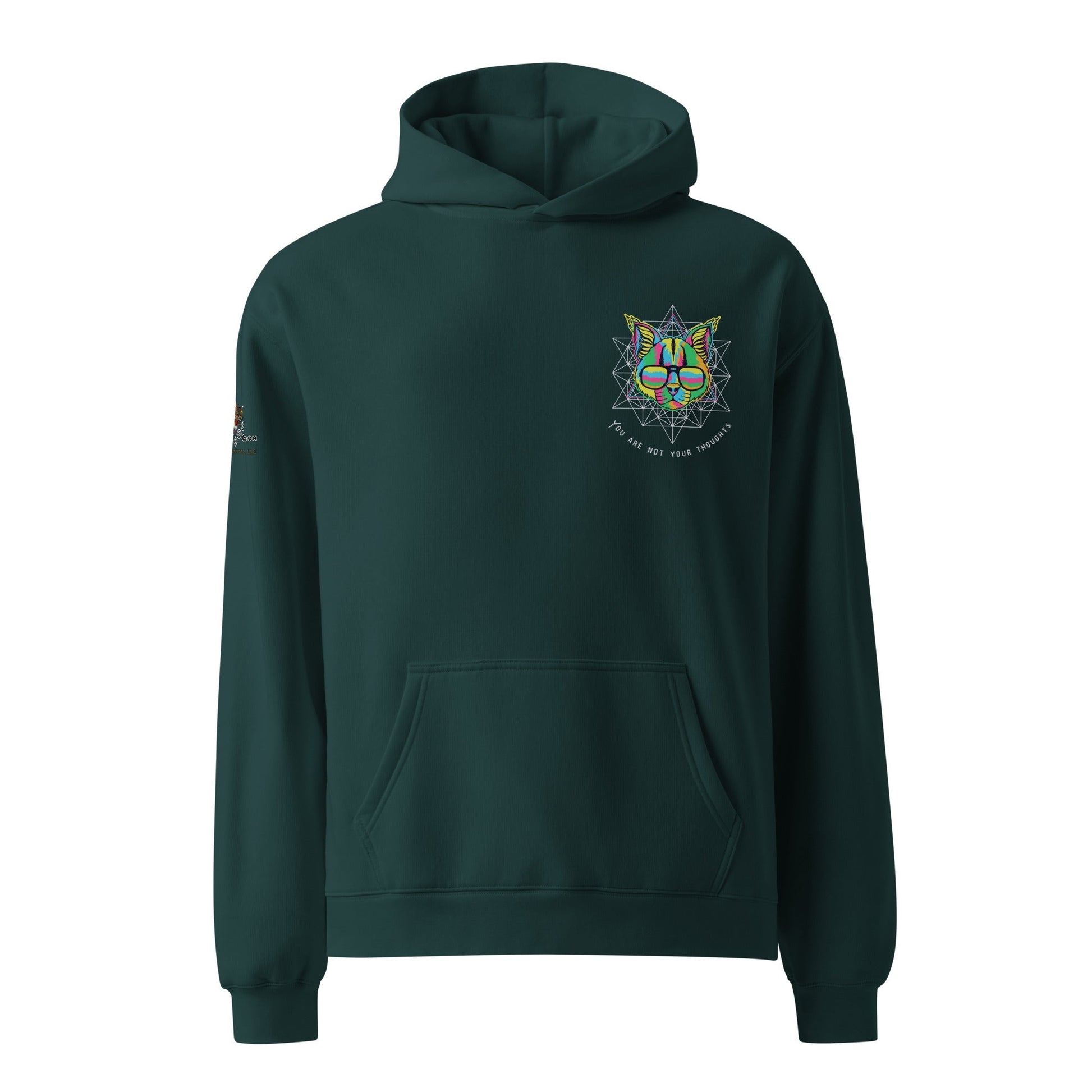 Cat Thoughts Unisex Oversized Hoodie - My Social Cat Bonafide Boutique LLCCat Thoughts Unisex Oversized HoodieHooded sweatshirtMy Social Cat Bonafide Boutique LLCPine GreenScathoodie