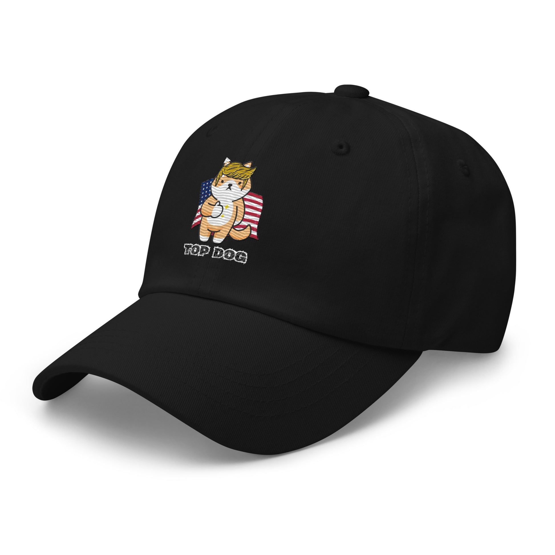 classic-dad-hat-black-left-front-66a2b1c934221 embroidery top dog trump