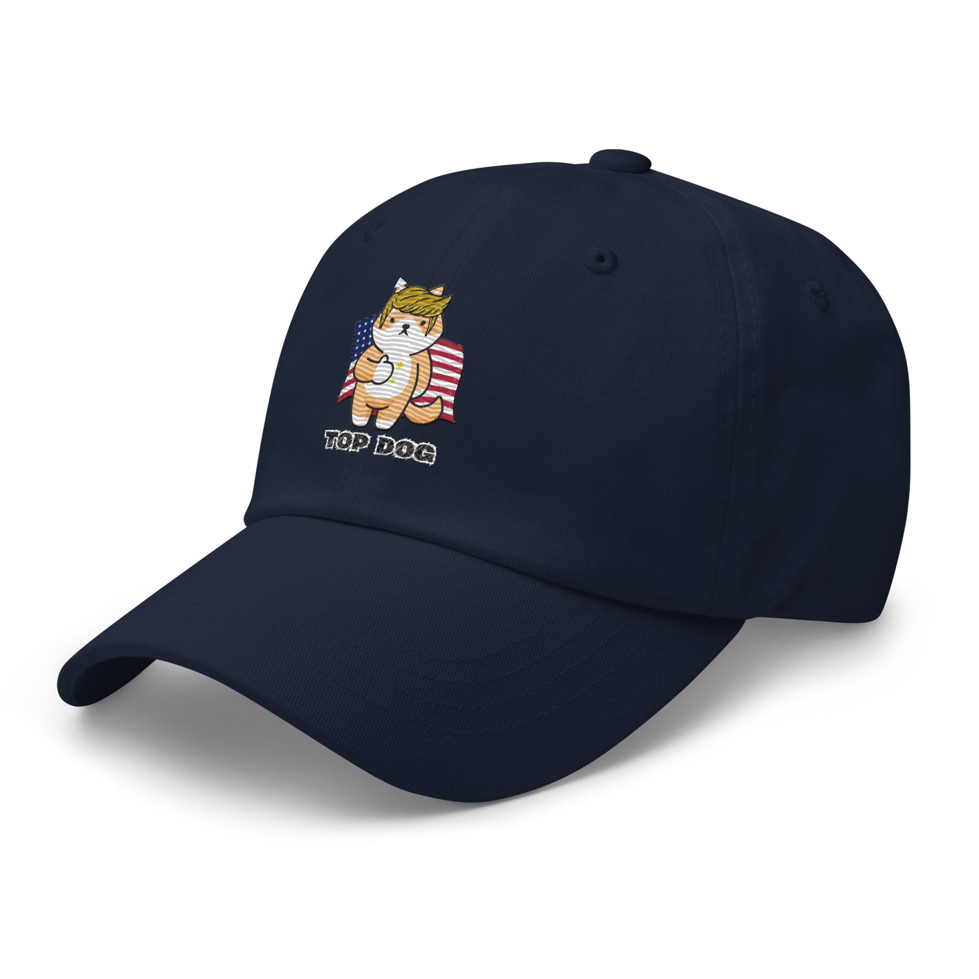 classic-dad-hat-navy-left-front-66a2b1c93a05f embroidery trump top dog usa