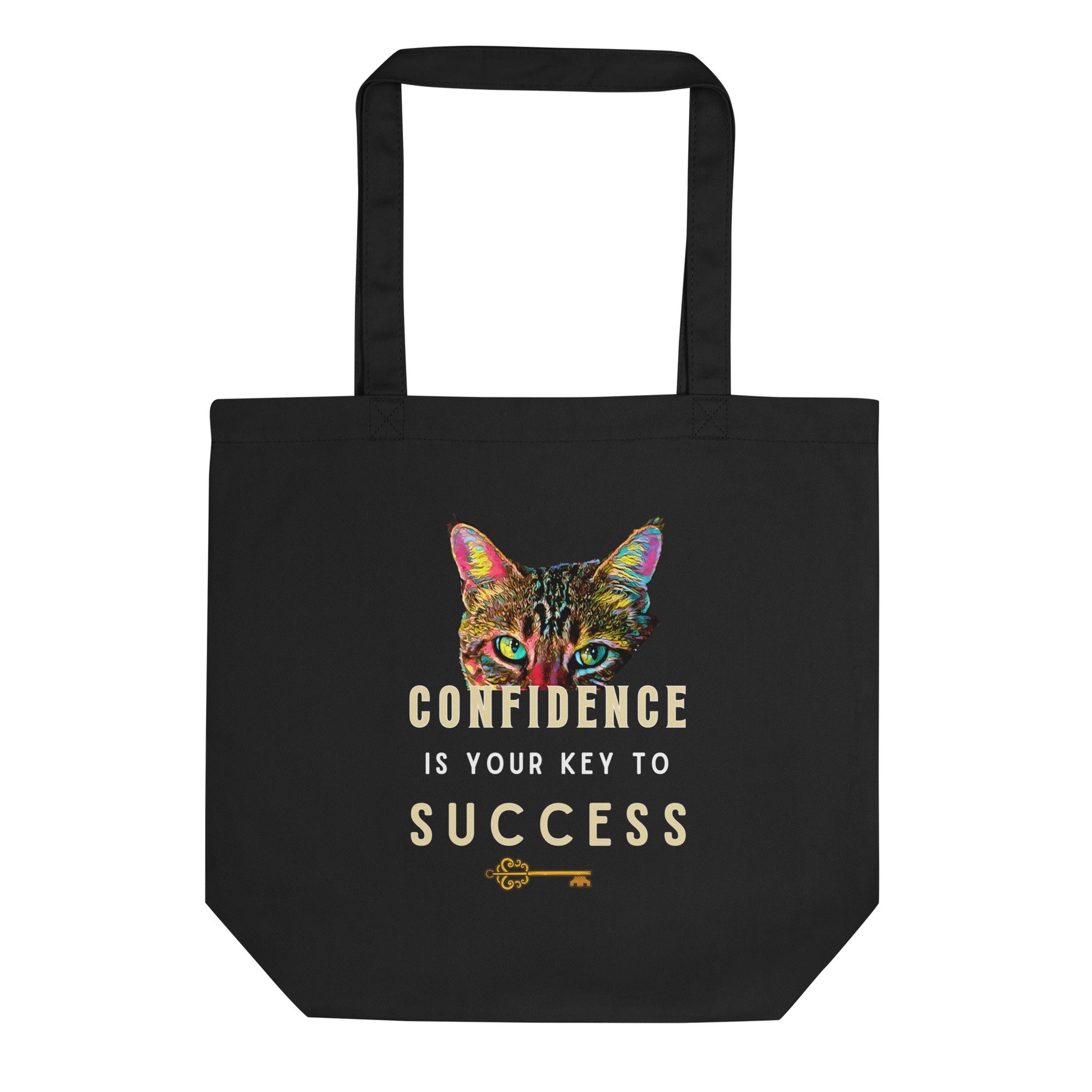 Confidence Is Your Key to Success Eco Organic Cotton Tote Bag - My Social Cat Bonafide Boutique LLC 