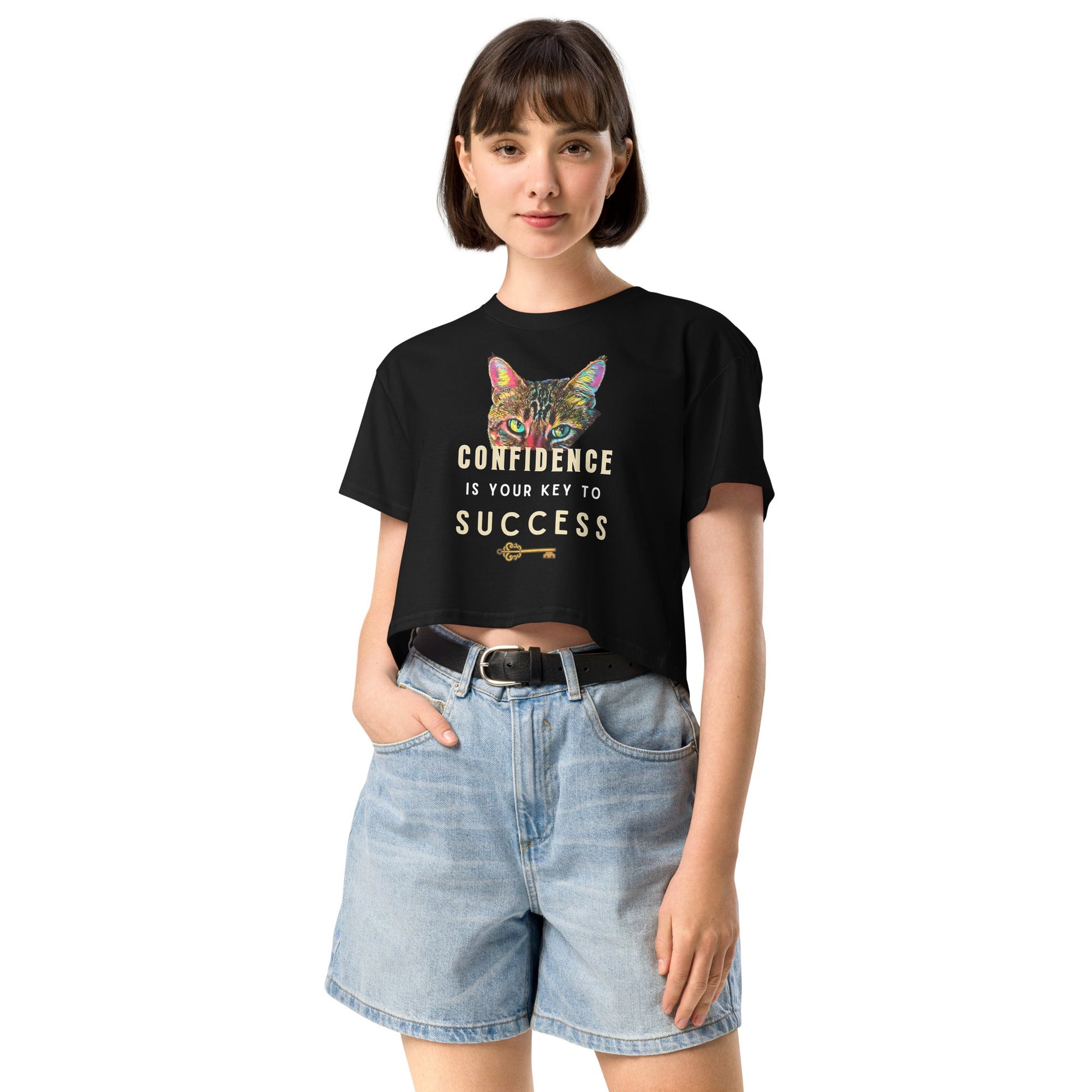 Confidence is Your Key to Success Women’s Crop Top - My Social Cat Bonafide Boutique LLCConfidence is Your Key to Success Women’s Crop Topcrop topMy Social Cat Bonafide Boutique LLCBlackXScatconfidence