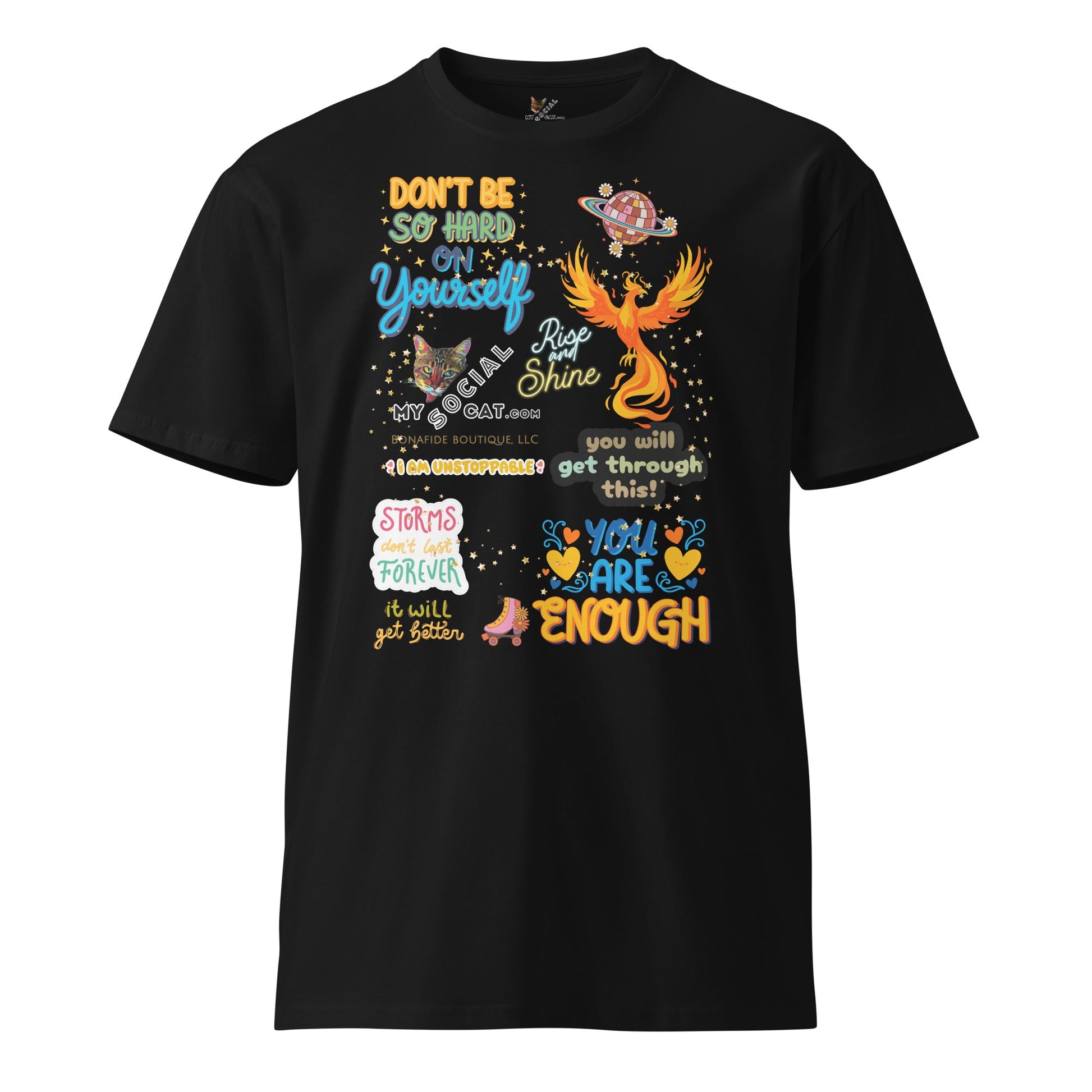 Don't Be So Hard On Yourself Unisex Premium Tee - My Social Cat Bonafide Boutique LLCDon't Be So Hard On Yourself Unisex Premium TeeT-shirtMy Social Cat Bonafide Boutique LLCBlackSauthenticcotton