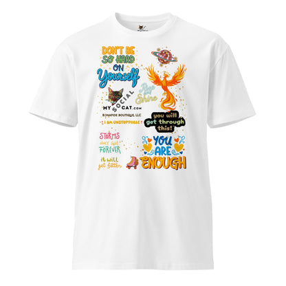 Don't Be So Hard On Yourself Unisex Premium Tee - My Social Cat Bonafide Boutique LLCDon't Be So Hard On Yourself Unisex Premium TeeT-shirtMy Social Cat Bonafide Boutique LLCWhiteSauthenticcotton