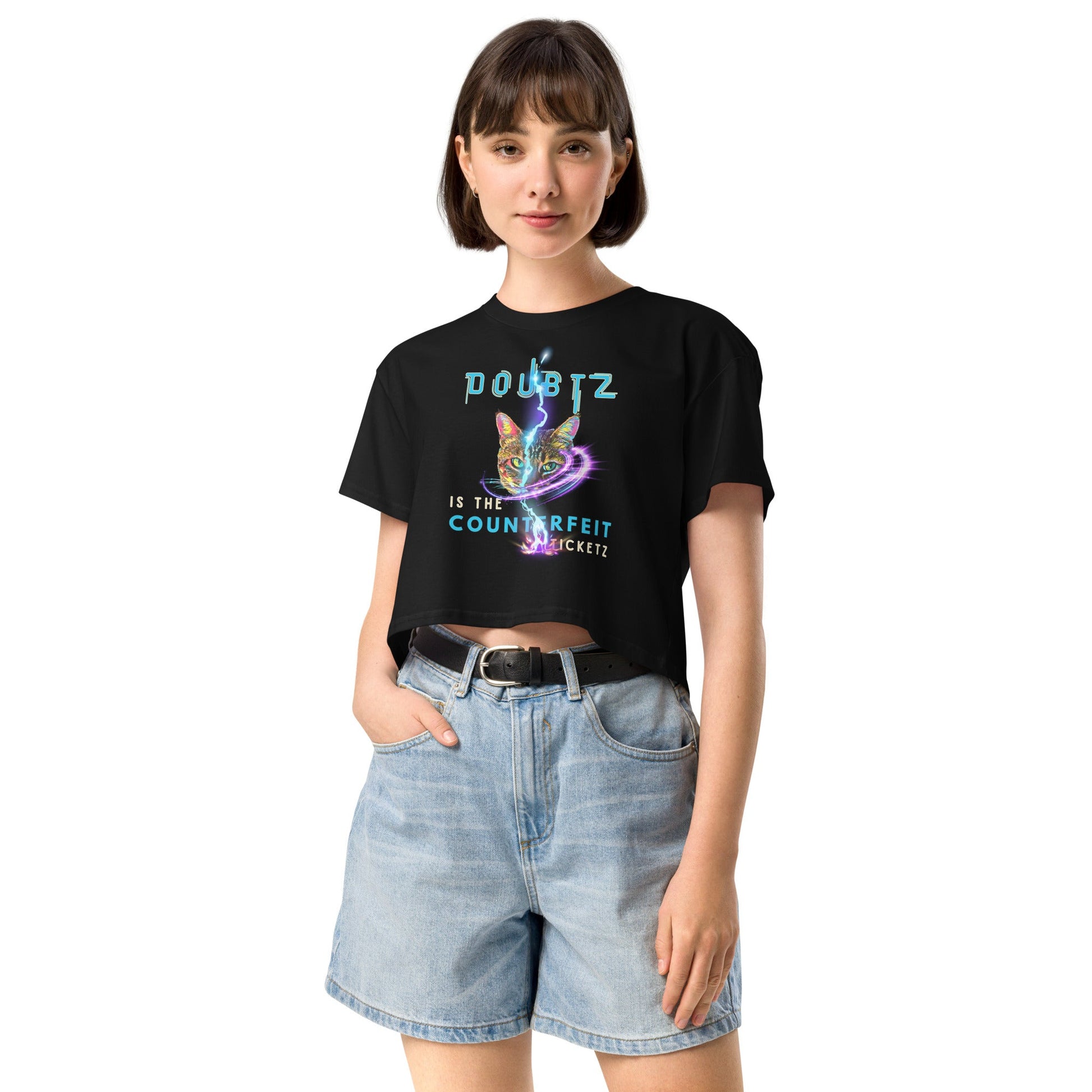 Doubtz is the Counterfeit Ticketz Women’s Crop Top - My Social Cat Bonafide Boutique LLCDoubtz is the Counterfeit Ticketz Women’s Crop Topcrop topMy Social Cat Bonafide Boutique LLCBlackScounterfeitcrop