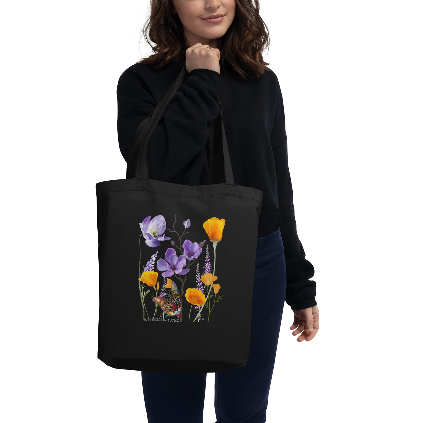 Poppies and Felines Eco Tote Bag