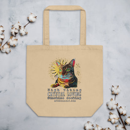 eco tote bag organic cotton, cat design, mysocialcat.com