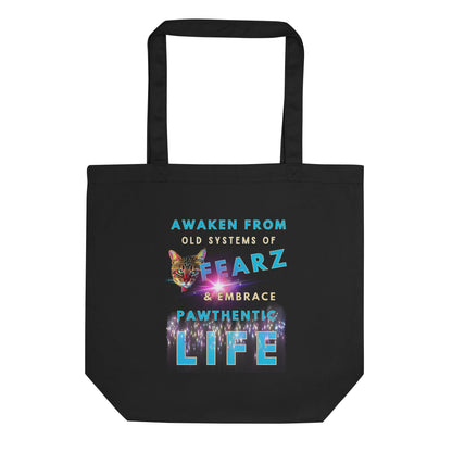 Embrace Pawthentic Life Eco Organic Cotton Tote Bag - My Social Cat Bonafide Boutique LLC   