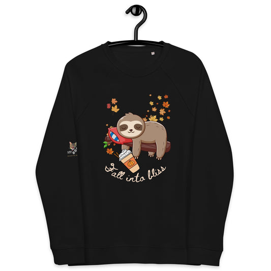 Fall Into Bliss Unisex Plush Organic Sweatshirt - My Social Cat Bonafide Boutique LLCFall Into Bliss Unisex Plush Organic SweatshirtMy Social Cat Bonafide Boutique LLCBlackXSblissmens