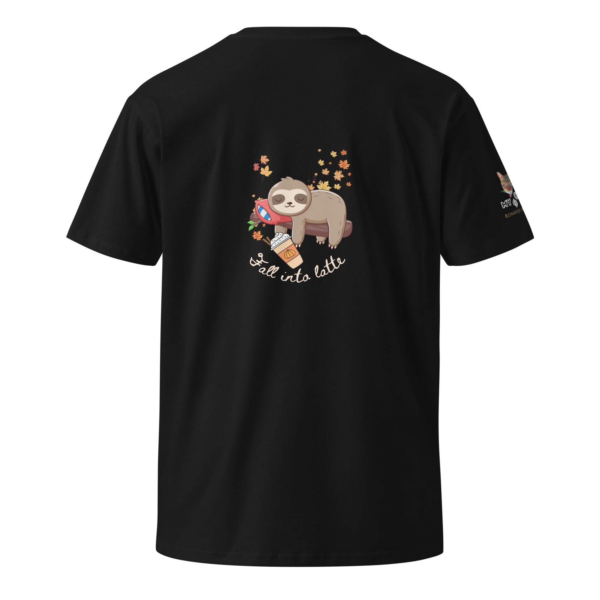 Fall Into Latte Unisex Premium Tee - My Social Cat Bonafide Boutique LLCFall Into Latte Unisex Premium TeeT-shirtMy Social Cat Bonafide Boutique LLCBlackSfallinto